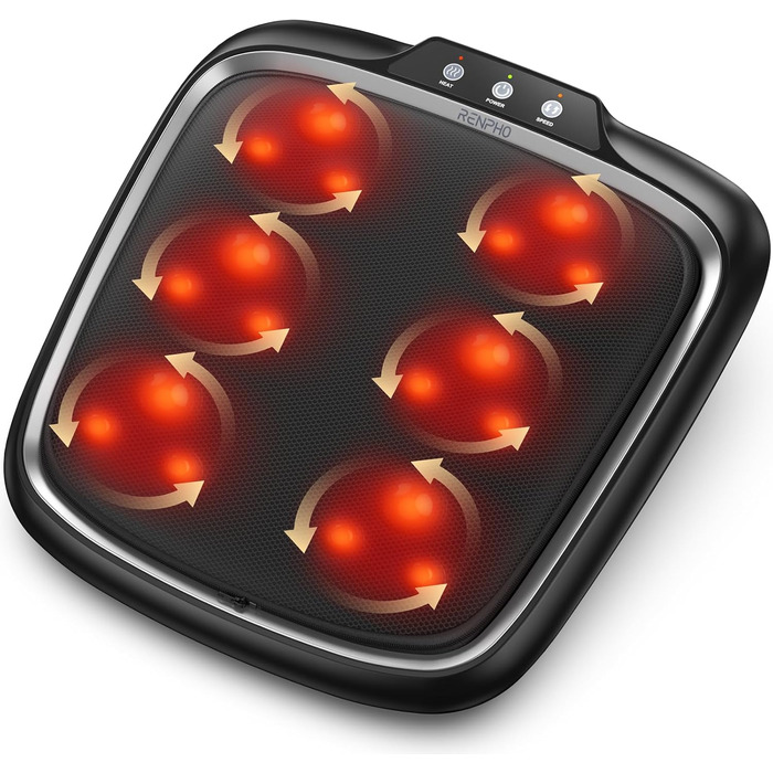 Масажер для ніг RENPHO з підігрівом, Shiatsu, електричний, 18 масажних роликів, для фасціїту п'ят, подарунок для жінок та чоловіків, розмір до 47, FM062