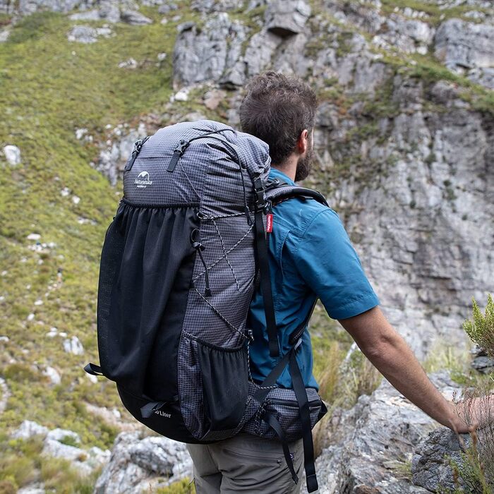 Туристичний рюкзак Naturehike Rock 60+5 л з внутрішнім каркасом, чорний, для походів, кемпінгу, подорожей