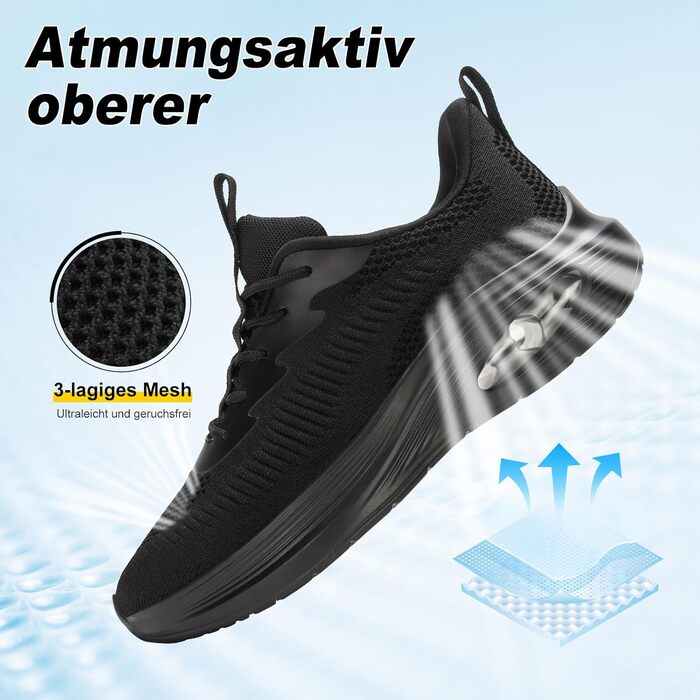 Жіночі кросівки ZYEN для широкої стопи, дихаючі спортивні кросівки, легкі та зручні бігові кросівки, снікерси для тренувань у фітнес-клубі (39 EU, чорний)