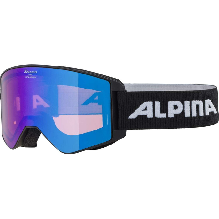 Гірськолижна маска ALPINA Narkoja для чоловіків і жінок, чорна-синя, універсальний розмір