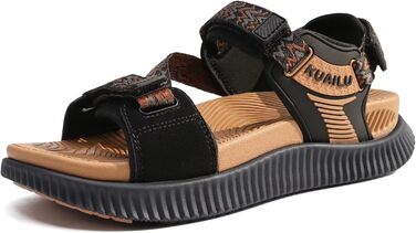 Жіночі трекінгові сандалії KuaiLu: зручні ортопедичні сандалі для туризму та активного відпочинку, літні, з регулюванням на липучках, відкриті, для підтримки стопи при фасціїтісу, чорний/хакі, 42 EU