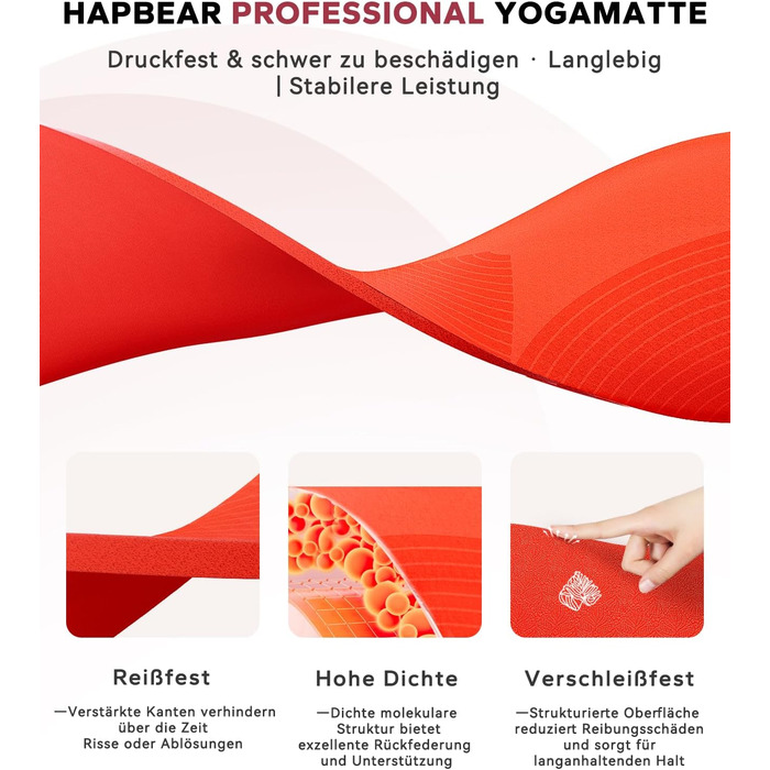 Йога мат HAPBEAR XXL: широка, спортивна, фітнес-мат з антиковзаючим покриттям 198x137 см / 183x116 см / 6 мм, надміцна, для пілатесу, тренажерного залу, дому, воркауту, зелена