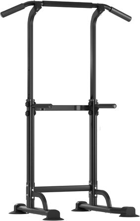 Багатофункціональна турнікова станція AuraCraft Power Tower, регульована висота 169-210 см, чорна. Тренажер для дому, 74x81 см