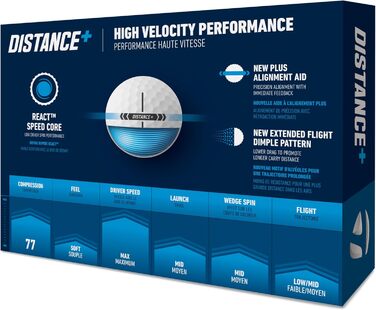 Гольф-м'ячі TaylorMade Distance+ 2025, білі, універсальний розмір