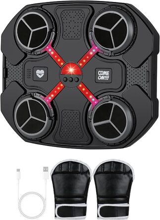 Tuocal Музична боксерська машина з рукавичками, Bluetooth, настінна, 3 швидкісних режими та режим підрахунку, музичний тренажер для боксу для дорослих і дітей, безпечні тренування