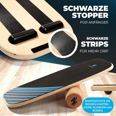 Баланс борд дерев'яний з пробковою роліком | Баланс борд для дорослих та дітей | Тренажер рівноваги | Пілатес борд | Аксесуар для фізіотерапії | Обладнання для балансу