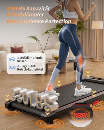 Біговий тренажер AnyLife: компактний, тихий, з LED-дисплеєм, до 150 кг, чорний