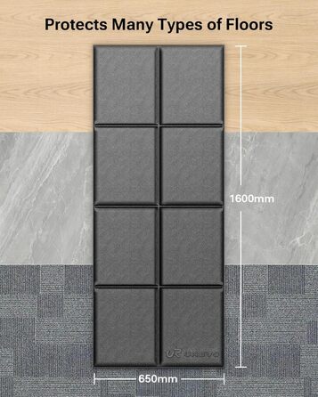 Захисний килимок під бігову доріжку UREVO, складаний мат для фітнес-тренажерів та йоги, 65 × 160 см, товщина 6 мм, чорний