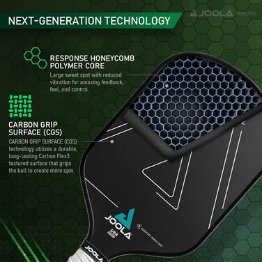 JOOLA Vision ракетка для піклболу з карбоновим покриттям CGS 16 мм, поліпропіленовий стільниковий сердечник, максимальний спін і контроль