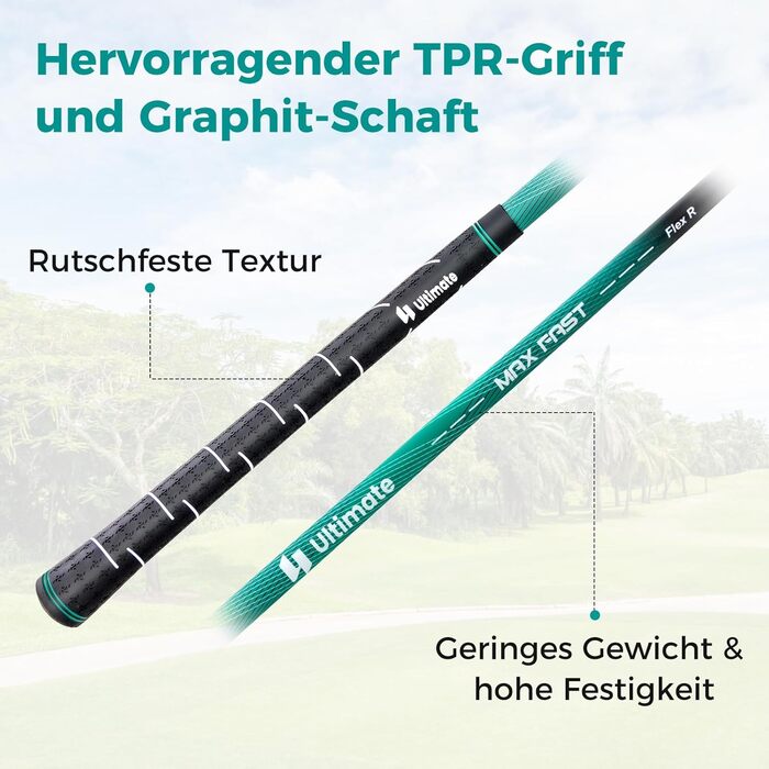 GYMAX Комплект гольф-клубу для чоловіків, повний набір гольф-клубу з драйвером #1, фейрвеєм #3, гібридом #5, залізом #5, #6, #7, #8, #9, #P, #S, паттером, 3 чохлами та переносною сумкою (зелений)