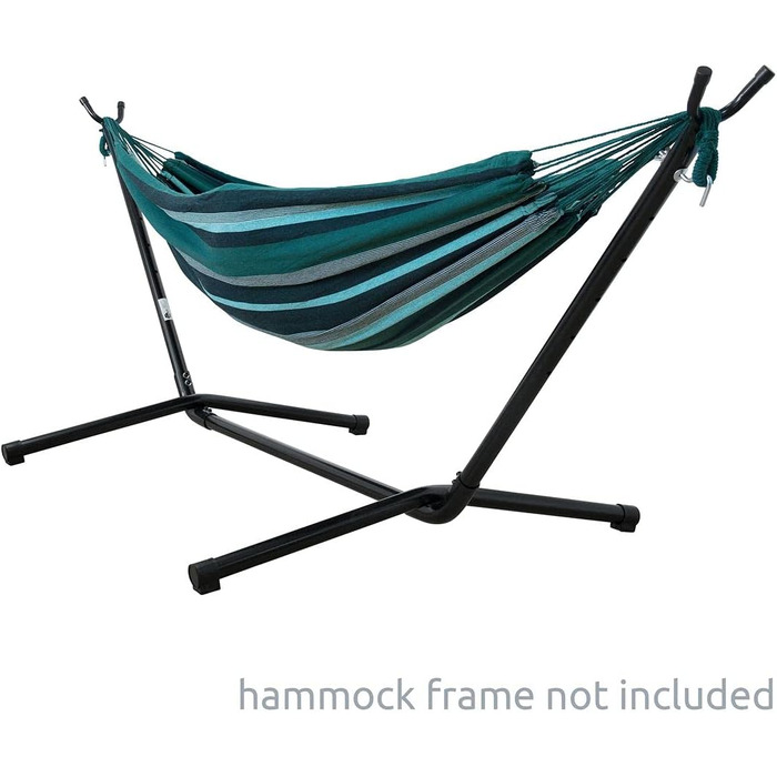 Гамак yourGEAR Maui XL 220x120 см, бавовна, 240 кг, зелений/блакитний, з мішком | Тканинний гамак