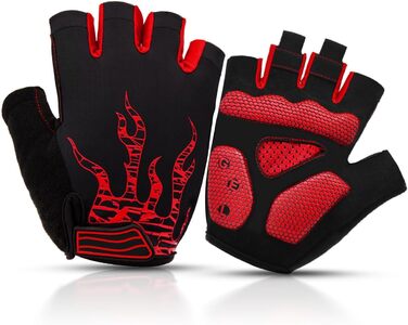 Велосипедні рукавички, півпальцеві, з гелевою підкладкою, антиковзаючі, дихаючі, для чоловіків, MTB, літні, фітнес, спорт, червоні, розмір M