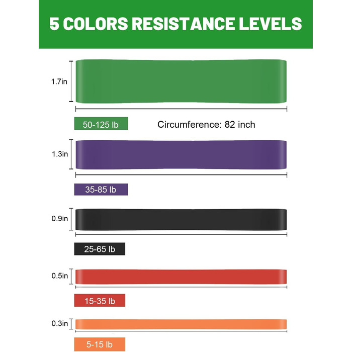 Стрічки опору для фітнесу та фізіотерапії, набір для тренувань, дамам та чоловікам, багато кольорів