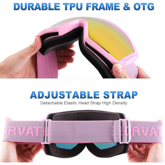 Yebabfit SH HORVATH Окуляри для сноубордингу та лиж OTG, HD дзеркальні антитуманні для чоловіків та жінок