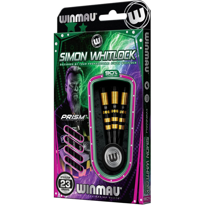 WINMAU Simon Whitlock Dynamic Special Edition 23 г професійні вольфрамові дартси з оперенням і стрижнями