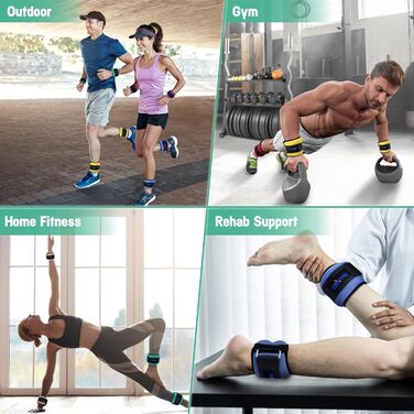 Набір манжет для ніг з неопрену Yes4All з клямками, 0.9-4.5 кг (унісекс) - для ходьби, калістеніки, вагання