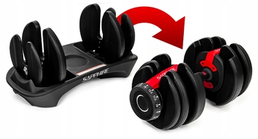 Регульовані гумовані гантелі Sapphire, 1 x 24 кг