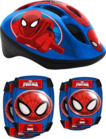 Дитячий шолом із регульованою талією, наколінники та налокітники Spiderman, синій