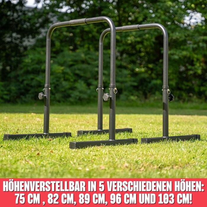 MATCHU Регульовані турніки для віджимань (паралелетки) - 75-103 см, сталь, чорний