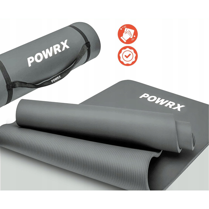 Професійний товстий гімнастичний килимок POWRX 183x60x1,5 см, сірий