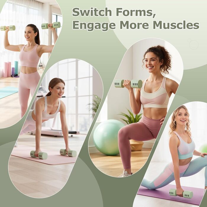 Регульовані гантелі для жінок, набір 1-5 кг, 2 шт. Багатофункціональний набір гантелей 4-в-1 для дому та фітнесу, тренування для жінок та чоловіків
