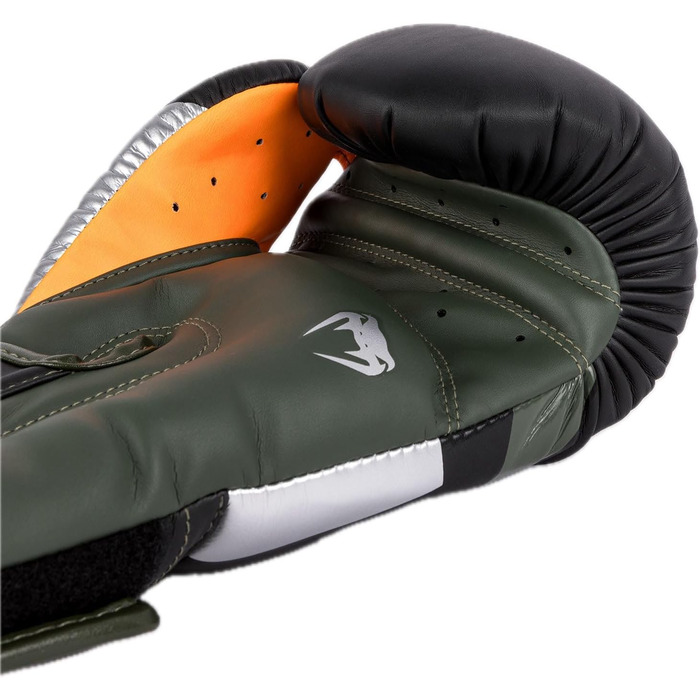 Боксерські рукавички Venum Elite (Чорний, Срібний, Хакі, 10 Oz)