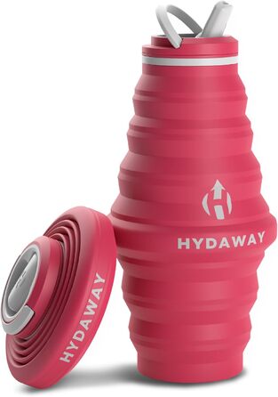 Складна пляшка для води HYDAWAY 750 мл, силіконова, з носиком, ультракомпактна, дорожня, харчове силікон, малинова