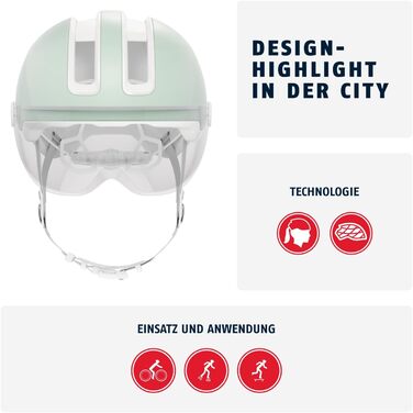 ABUS Stadthelm HUD-Y ACE – стильний велосипедний шолом з візором та магнітним LED-ліхтарем, акумуляторний, для жінок і чоловіків