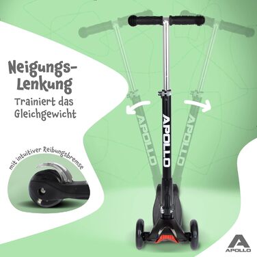 Дитячий самокат Apollo Whiz LED з підсвіткою, складаний, для хлопчиків і дівчаток від 3 до 6 років, світлові колеса, безпечний і стійкий