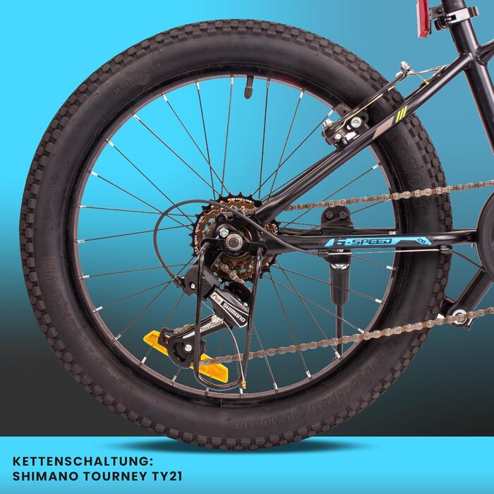 Дитячий велосипед Sun Baby Tiger Bike 20 дюймів, 6-швидкісна Shimano, для хлопчиків 6-10 років, регульований