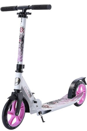 Самокат STAR Aluminium Cruiser 205мм Біло-Ліловий для дітей та дорослих | Міський самокат для хлопчиків та дівчаток від 6 років