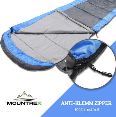 Сплячий мішок MOUNTREX® – ультралегкий та компактний (850г) – для відпочинку на природі, літній спальний мішок, мумієвидний (205x75см) – мале пакування та легкість – для підлітків та дорослих + подарунок: туристична подушка, зелений (блакитний/сірий)