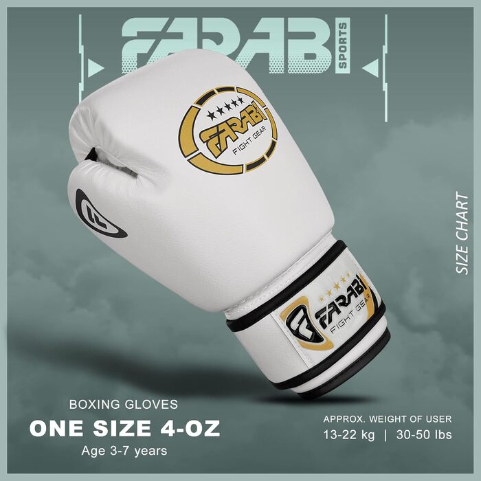 Боксерські рукавички Farabi для дітей 4 oz – MMA, Муай Тай, Кікбоксинг, Спарринг, Тренування (5-10 років)