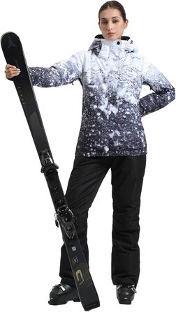 Жіночий гірськолижний костюм GSOU SNOW 2 частини: куртка та штани - водонепроникний, вітронепроникний, дихаючий, з утепленням, з капюшоном, Bergfrost + Чорний, розмір M