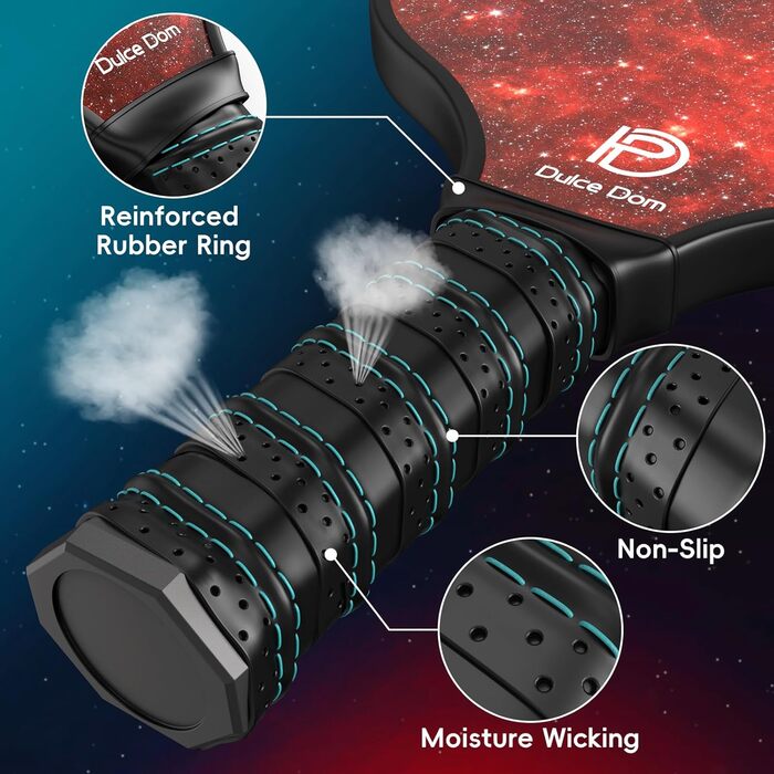 Набір піклбол-ракетки DULCE DOM (2/4 шт.) з м'ячами та сумкою, USAPA, скловолокно/вуглеволокно, для гри в приміщенні та на вулиці