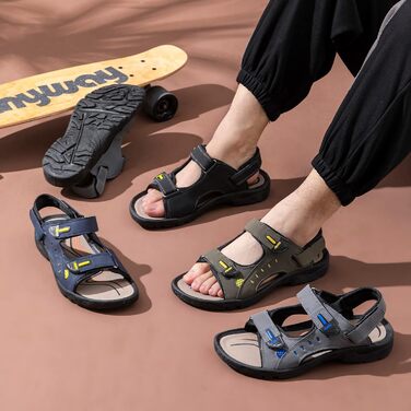 Чоловічі сандалі JOMIX для активного відпочинку на липучках: пляж, гори, подорожі (41 EU, чорні)