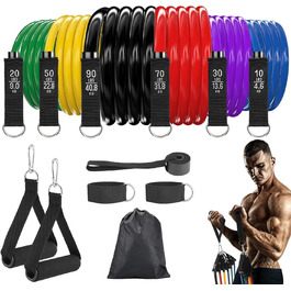 Набір еластичних стрічок для фітнесу, 6 шт. з ручками та фіксаторами для тренувань, силових вправ, м'язів та пілатесу, для чоловіків та жінок