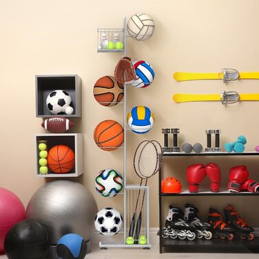 Металевий тримач для м'ячів Nandae: стійка підставка для футбольного, баскетбольного та волейбольного м'яча для гаража та дитячої кімнати