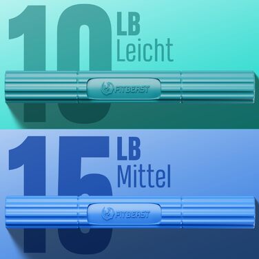 FitBeast Flex Therapy Bar – Набір для терапії тенісного ліктя (2 шт., зелений/блакитний). Розвантажувальна палиця для покращення хвату та зняття болю при тендиніті
