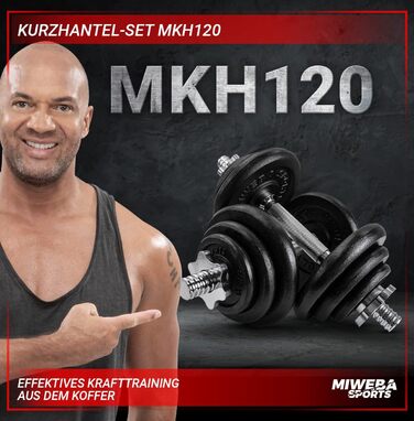 Гантелі Miweba Sports MKH120 20 кг з кейсом, чавунні, для жінок і чоловіків, ергономічна ручка