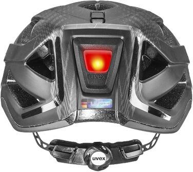 Велошолом Uvex City Active з LED-світлом, чорний матовий, розмір 56-60 см, для міста, для чоловіків і жінок, регульований