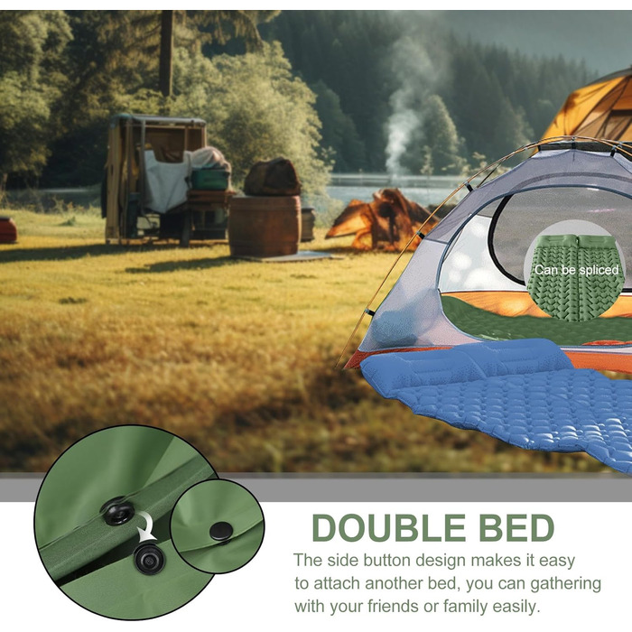 Саморозгортальний килимок для кемпінгу Podazz - ультралегка спальна матрац з подушкою, 10 см товщина, водонепроникний, з вбудованим насосом для туризму (блакитний)