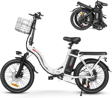 Електровелосипед складаний SAMEBIKE 20 дюймів, 36В/12Аг знімна батарея, гідравлічні гальма, для дорослих чоловіків та жінок