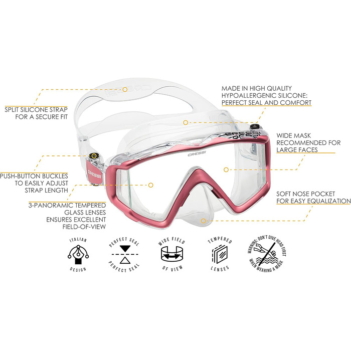 Маска для снорклінгу Cressi Liberty Triside SPE, Clear/Rose Gem, універсальний розмір