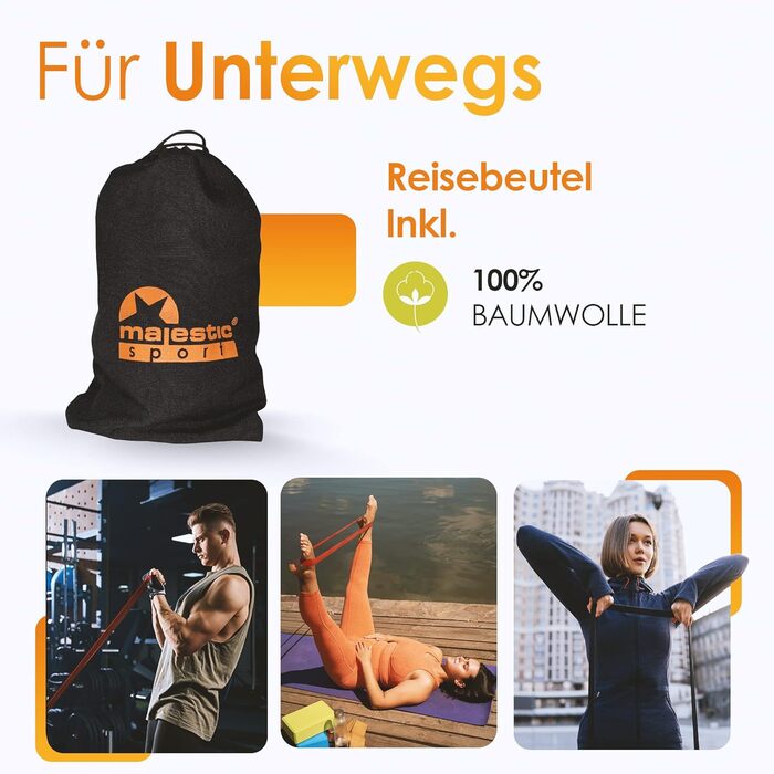 Набір еластичних стрічок для фітнесу Majestic Sport (4 шт.): жовтий, червоний, фіолетовий, чорний