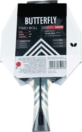 Професійна ракетка для настільного тенісу Butterfly Timo Boll Vision 3000, ITTF сертифікат, накладка Wakaba, анатомічна ручка, для досвідчених гравців