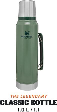 Термос Stanley Classic Legendary 1 л – зберігає тепло/холод до 24 годин, нержавіюча сталь, BPA Free, для напоїв, зелений Hammertone, можна мити в посудомийній машині