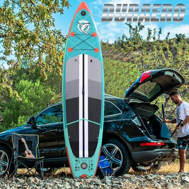 Надувна SUP-дошка 330x76x15 см з каяк-сидінням, 3 плавниками, камерною кріпленням, подвійним регульованим веслом, повним комплектом аксесуарів, м'ятна, вантажопідйомність до 150 кг