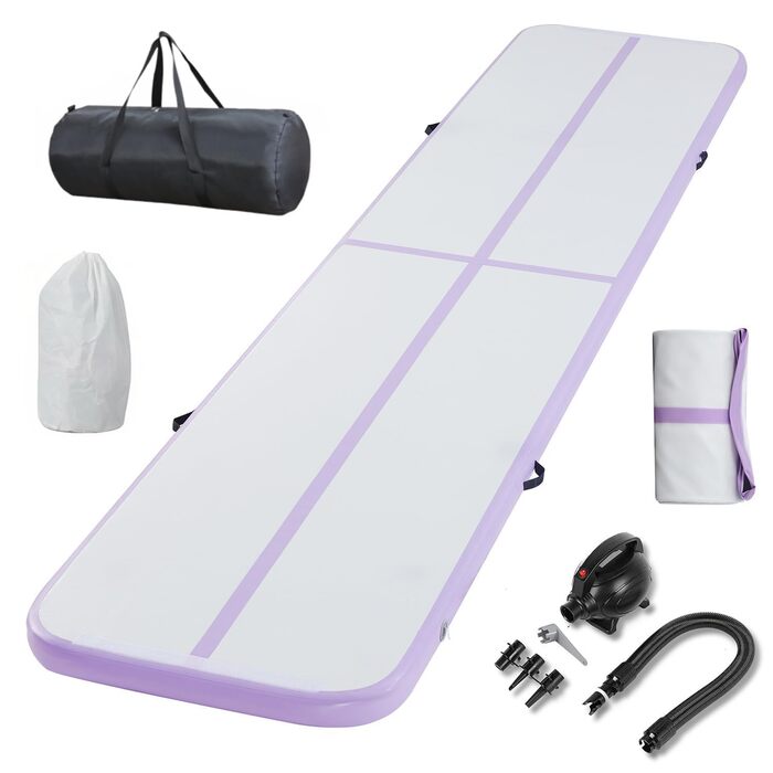 Надувний гімнастичний мат Air Turn Track Matte (6м, фіолетовий) — антиковзаючий та водонепроникний мат для тумблінгу, йоги, фітнесу та кемпінгу