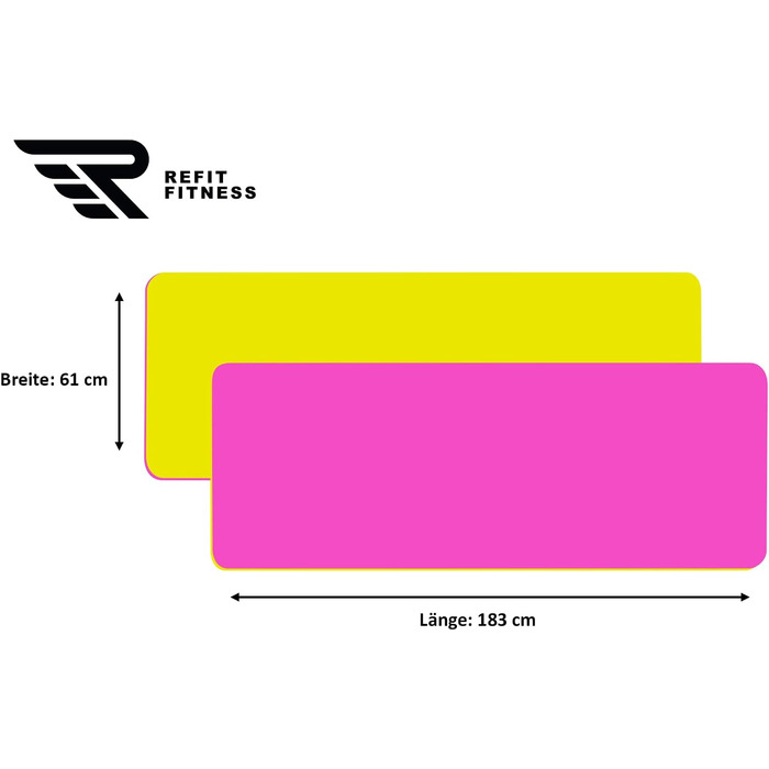 Килимок для йоги REFIT FITNESS Perfect-Fit 190 x 60 x 0,6 см з нековзким покриттям GeckoGrip & Sensi-Plus TPE + ремінь для перенесення. Безпечний, екологічний, для фітнесу та гімнастики. Доступні кольори: рожевий, жовтий